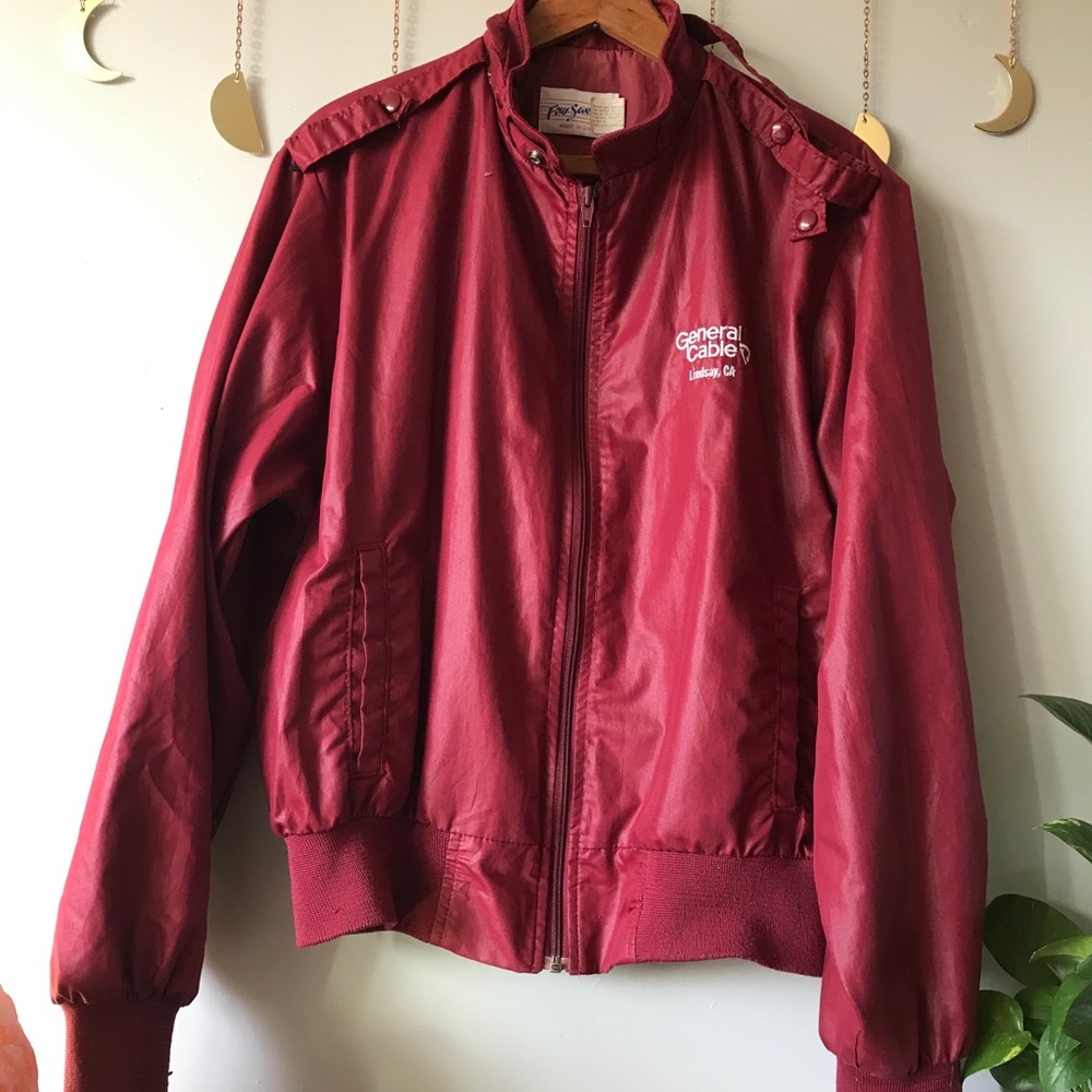 Vintage Cherry Red Members Only style jacket